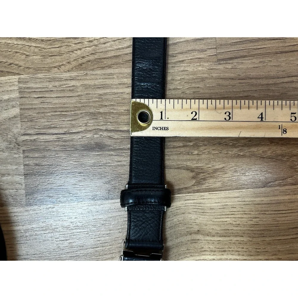Daks Of London Black Leather Belt Mens Silver Automatic Click Buckle 52